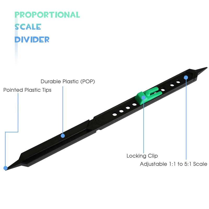 10 Inches Proportional Scale Divider Ruler Drawing Tool for Artists Adjustable Plastic Painting Teaching Tools