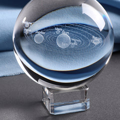 6CM Laser Engraved Solar System Ball 3D Miniature Planets Model Sphere Glass Globe Ornament Home Decor Gift for Astrophile