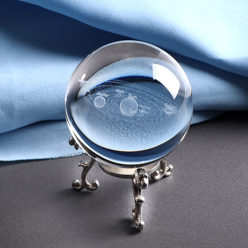 6CM Laser Engraved Solar System Ball 3D Miniature Planets Model Sphere Glass Globe Ornament Home Decor Gift for Astrophile
