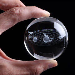 6CM Laser Engraved Solar System Ball 3D Miniature Planets Model Sphere Glass Globe Ornament Home Decor Gift for Astrophile