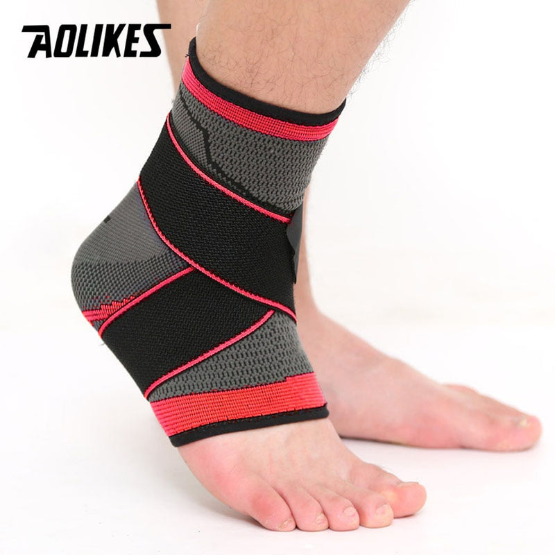 AOLIKES 1PCS 3D Weaving Elastic Nylon Strap Ankle Support Brace Badminton Basketball Football Taekwondo Fitness Heel Protector