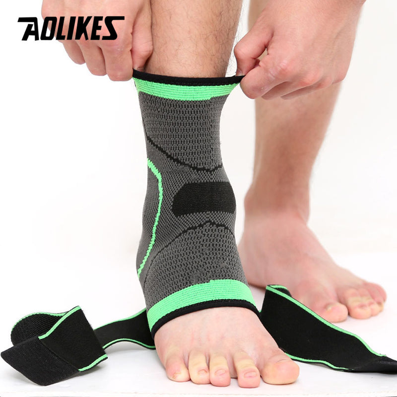 AOLIKES 1PCS 3D Weaving Elastic Nylon Strap Ankle Support Brace Badminton Basketball Football Taekwondo Fitness Heel Protector