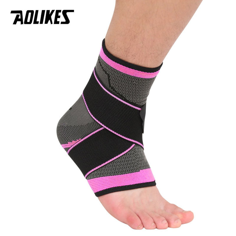 AOLIKES 1PCS 3D Weaving Elastic Nylon Strap Ankle Support Brace Badminton Basketball Football Taekwondo Fitness Heel Protector