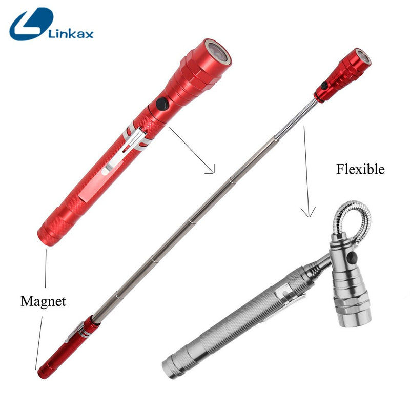 Flexible Magnet Camping Fishing Telescopic 360 Degree Head Flashlight 3 LED Outdoor Torch Magnetic Pick Up Tool Lamp Light