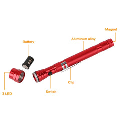 Flexible Magnet Camping Fishing Telescopic 360 Degree Head Flashlight 3 LED Outdoor Torch Magnetic Pick Up Tool Lamp Light