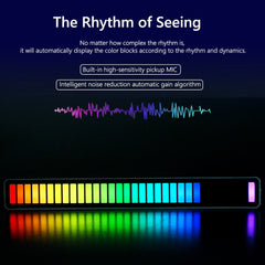 RGB 32 LED Voice-Activated Pickup Strip Light Bar Car Desktop Computer Atmosphere Light RGB Music Bar USB Colorful Lamp