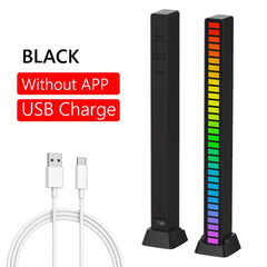 RGB 32 LED Voice-Activated Pickup Strip Light Bar Car Desktop Computer Atmosphere Light RGB Music Bar USB Colorful Lamp