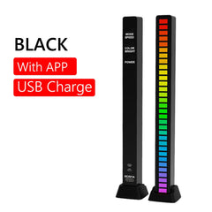 RGB 32 LED Voice-Activated Pickup Strip Light Bar Car Desktop Computer Atmosphere Light RGB Music Bar USB Colorful Lamp