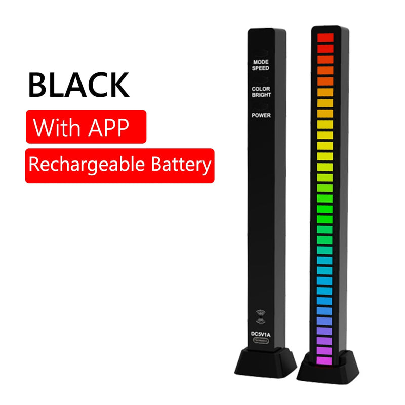 RGB 32 LED Voice-Activated Pickup Strip Light Bar Car Desktop Computer Atmosphere Light RGB Music Bar USB Colorful Lamp